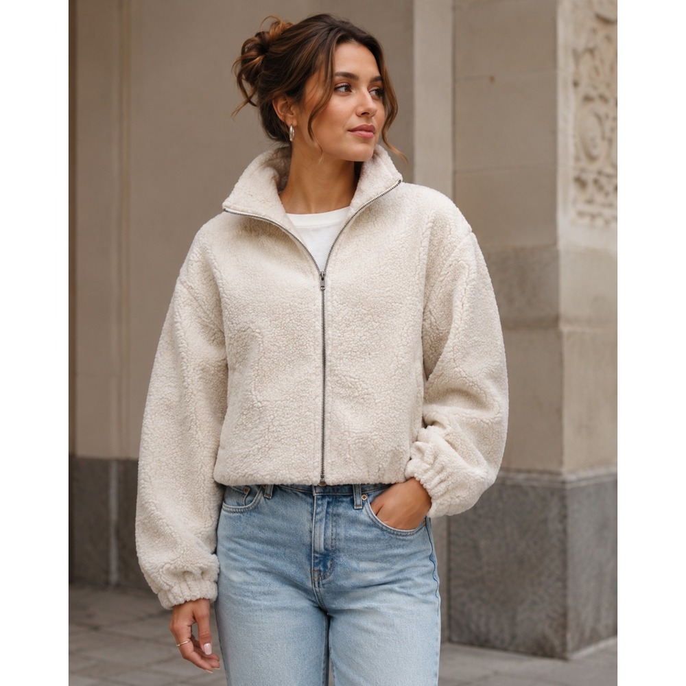 Brand New NWT Amanda Uprichard x REVOLVE Como Bomber Jacket in Ivory / Cream M